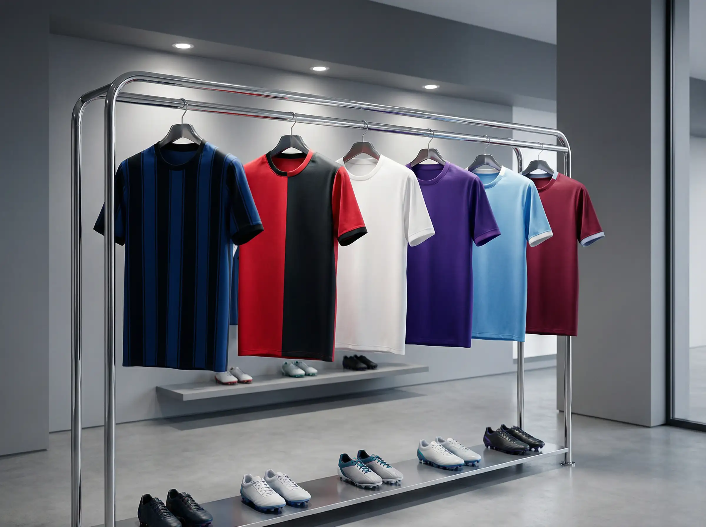 Camisetas de los principales equipos de la Serie A 2025/26 expuestas en una tienda deportiva